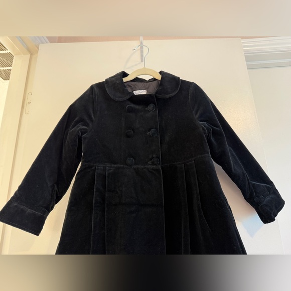 Jayne Copeland, Black Velvet Little Girls Double Breasted Dress Coat,6X - Picture 10 of 12